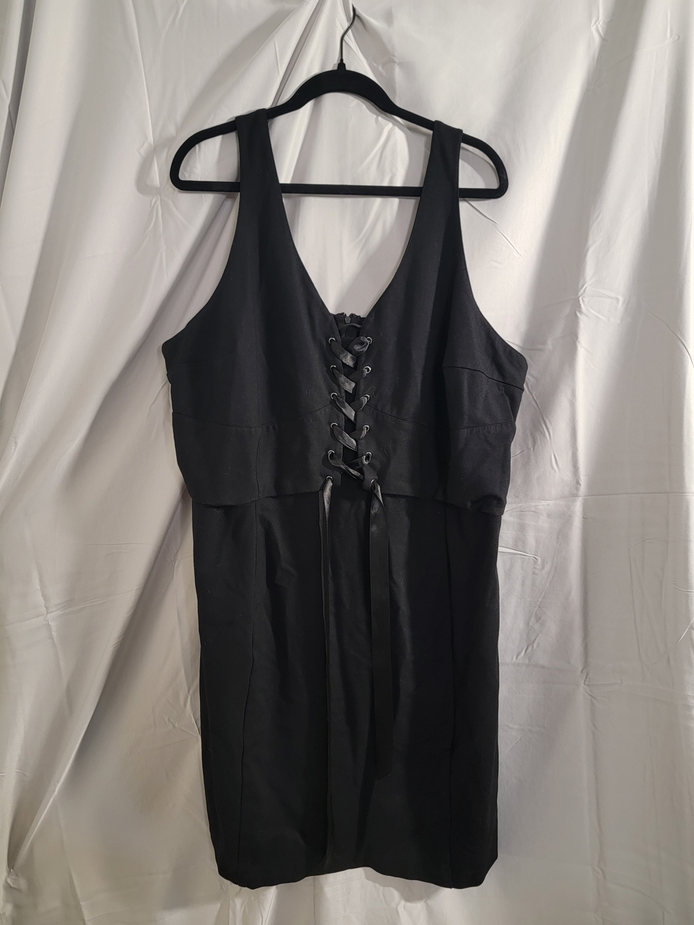 Lane Bryant Black Lace-Up Mini Dress